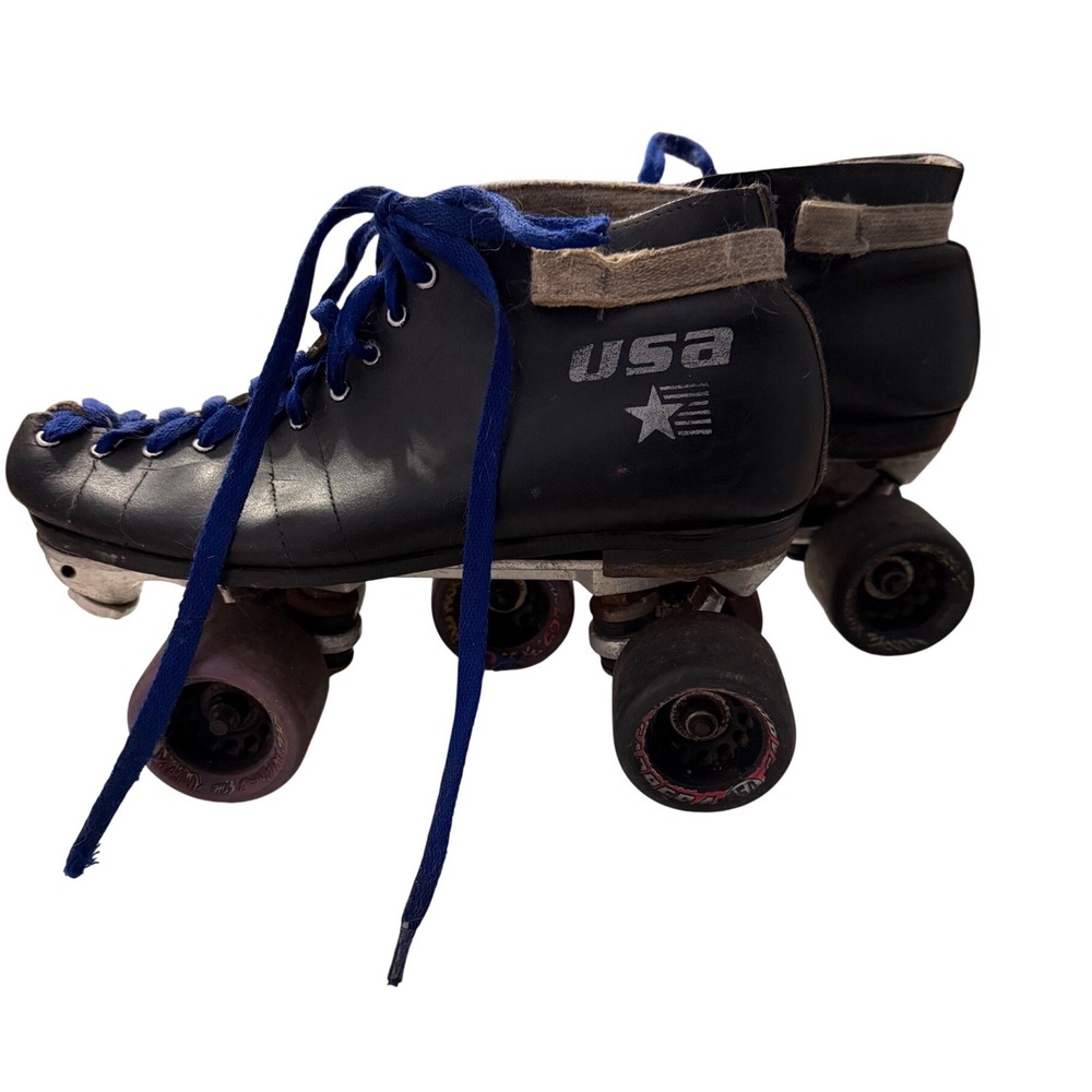 Vintage Sure-Grip Competitor Roller Skates Black USA Leather Hyper Cannibal 6R